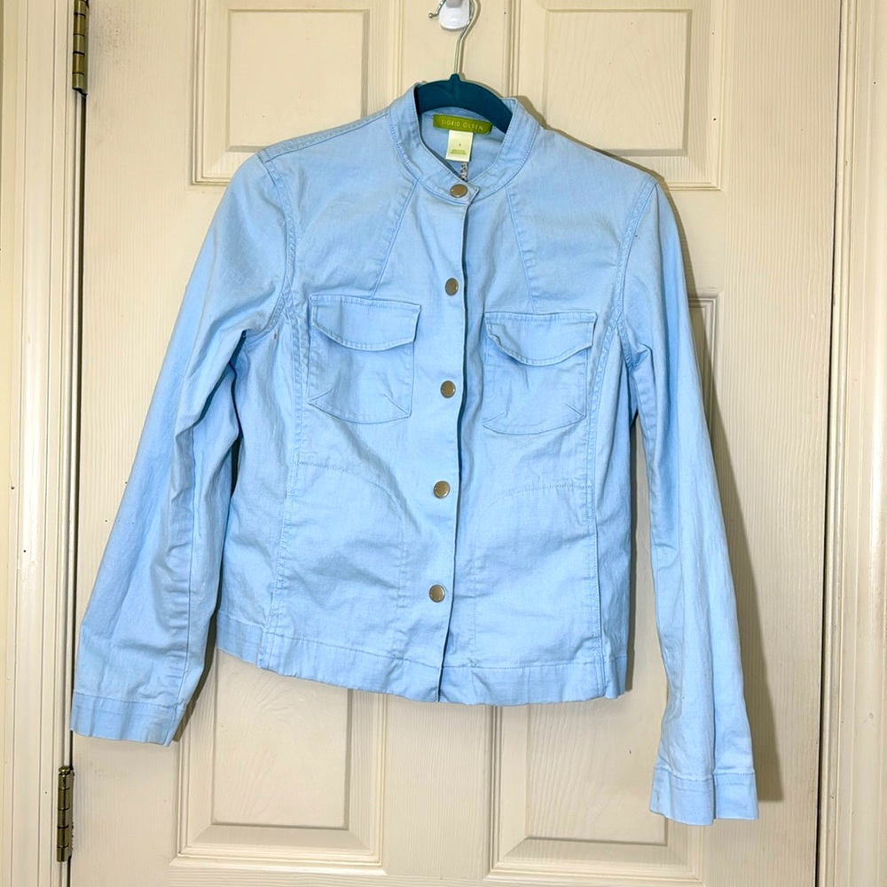 Stylish Cotton Summer Jacket Sky Blue Size 8 Medium
